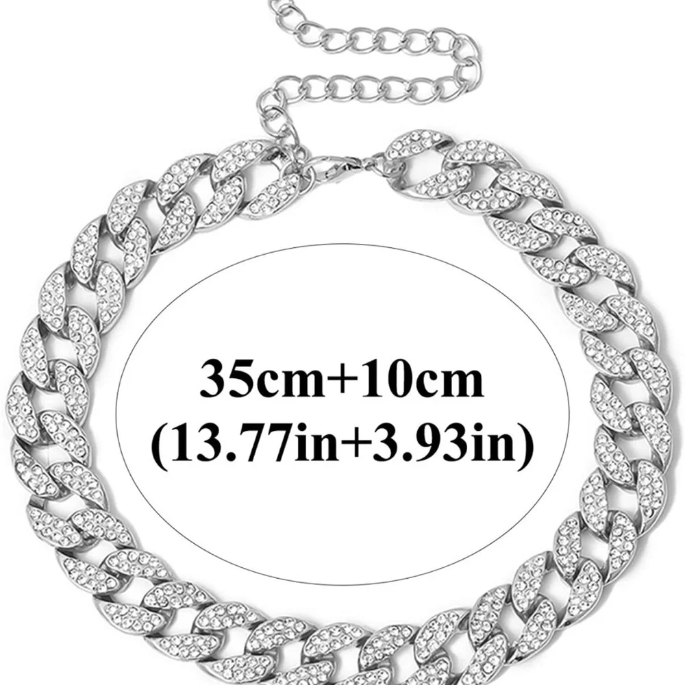 Cuban Link  SILVER Diamond cut Chain Choker Necklace for Women - NEW